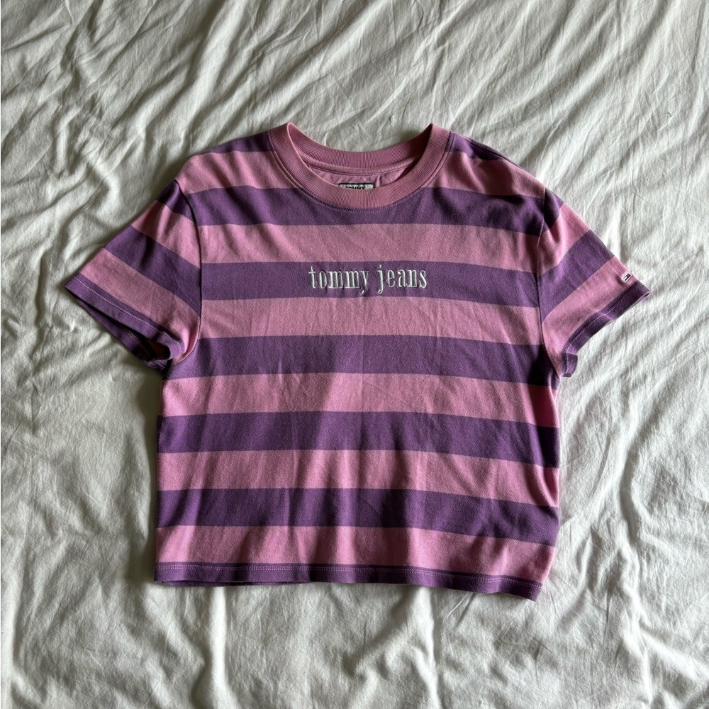 Tommy Hilfiger Pink and Purple Striped Tee